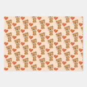 Niedlicher Teddybär mit Orangefarbenen Herzblasen Geschenkpapier Set (Vorderseite)