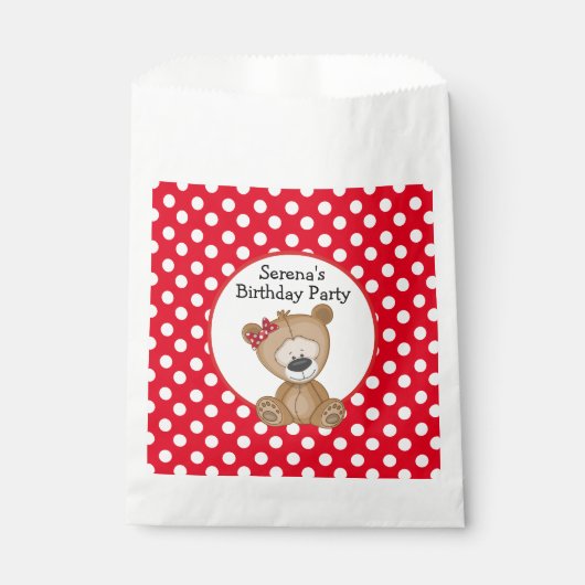 Niedlicher Teddybär mit Polka Dots Geburtstag Geschenktütchen (Vorderseite)