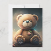 Niedlicher Teddybär mit rosa rosa Typografie KI Ar (Vorderseite)