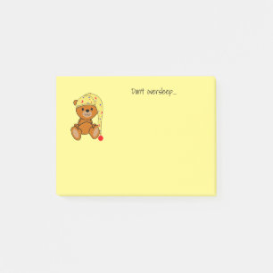 Niedlicher Teddybär mit Schlafkappe Post-it Klebezettel