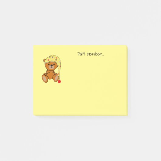 Niedlicher Teddybär mit Schlafkappe Post-it Klebezettel (Vorderseite)