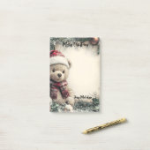 Niedlicher Teddybär mit Weihnachtsdekorationen - F Post-it Klebezettel (Auf Schreibtisch)
