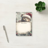 Niedlicher Teddybär mit Weihnachtsdekorationen - F Post-it Klebezettel (Büro)