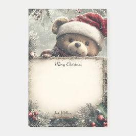 Niedlicher Teddybär mit Weihnachtsdekorationen - F Post-it Klebezettel