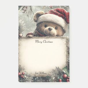 Niedlicher Teddybär mit Weihnachtsdekorationen - F Post-it Klebezettel