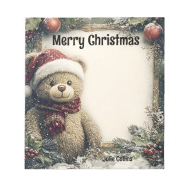 Niedlicher Teddybär mit Weihnachtsdekorationen Notizblock