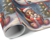 Niedlicher Teddybär mit Weihnachtsgeschenk Geschenkpapier (Rolleneckpunkt)