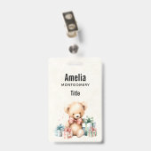 Niedlicher Teddybär mit Weihnachtsgeschenken Ausweis (Back with Clip)