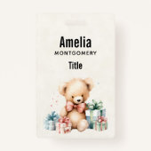 Niedlicher Teddybär mit Weihnachtsgeschenken Ausweis (Rückseite)