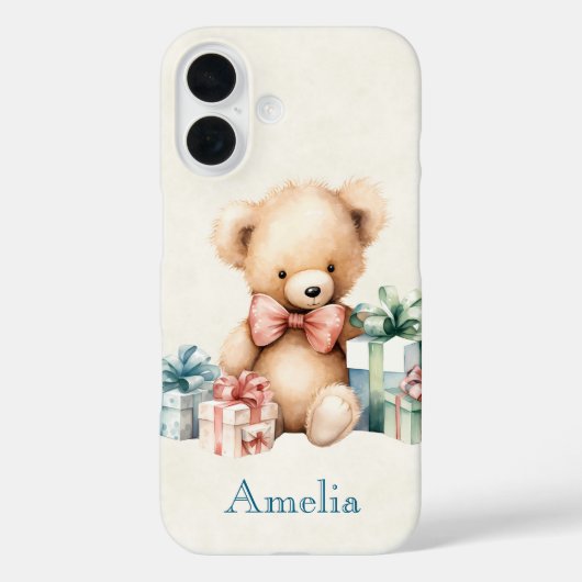 Niedlicher Teddybär mit Weihnachtsgeschenken Case-Mate iPhone Hülle (Rückseite)
