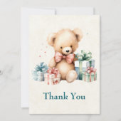 Niedlicher Teddybär mit Weihnachtsgeschenken Dankeskarte (Vorderseite)