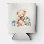 Niedlicher Teddybär mit Weihnachtsgeschenken Dosenkühler (Vorderseite)