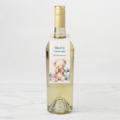 Niedlicher Teddybär mit Weihnachtsgeschenken Flaschenanhänger (Auf Flasche)