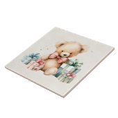 Niedlicher Teddybär mit Weihnachtsgeschenken Fliese (Seite)