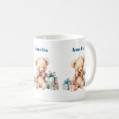 Niedlicher Teddybär mit Weihnachtsgeschenken Kaffeetasse (VorderseiteRechts)