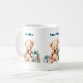 Niedlicher Teddybär mit Weihnachtsgeschenken Kaffeetasse (Vorderseite Links)