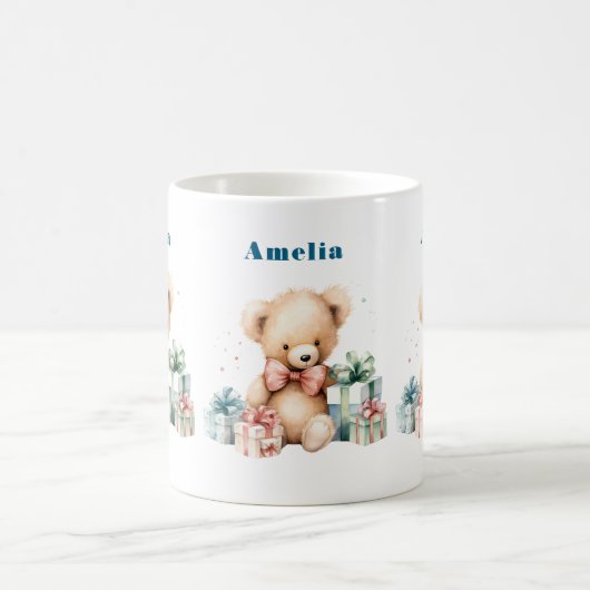 Niedlicher Teddybär mit Weihnachtsgeschenken Kaffeetasse (Mittel)