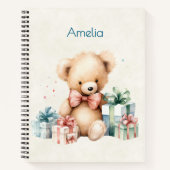 Niedlicher Teddybär mit Weihnachtsgeschenken Notizblock (Vorderseite)