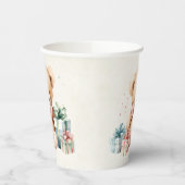 Niedlicher Teddybär mit Weihnachtsgeschenken Pappbecher (Links)