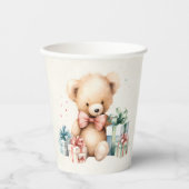 Niedlicher Teddybär mit Weihnachtsgeschenken Pappbecher (Vorderseite)