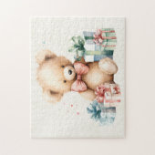 Niedlicher Teddybär mit Weihnachtsgeschenken Puzzle (Vertikal)