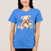 Niedlicher Teddybär mit Weihnachtsgeschenken Tri-Blend Shirt (Vorderseite)