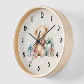 Niedlicher Teddybär mit Weihnachtsgeschenken Uhr (Winkel)