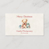 Niedlicher Teddybär mit Weihnachtsgeschenken Visitenkarte (Vorderseite)