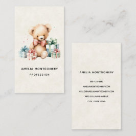 Niedlicher Teddybär mit Weihnachtsgeschenken Visitenkarte