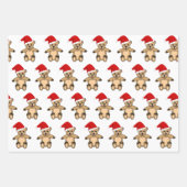 Niedlicher Teddybär mit Weihnachtsmannmütze Rosa W Geschenkpapier Set (Vorderseite 3)