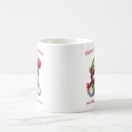 Niedlicher Teddybär mit Weihnachtspulli und Hut Kaffeetasse (Mittel)
