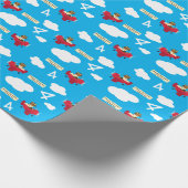 Niedlicher Teddybär Pilot Individuelle Name und Al Geschenkpapier (Ecke)