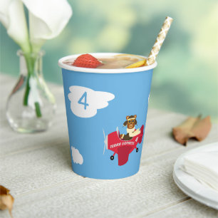 Niedlicher Teddybär Pilot Individuelle Name und Al Pappbecher