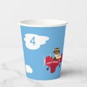 Niedlicher Teddybär Pilot Individuelle Name und Al Pappbecher (Vorderseite)