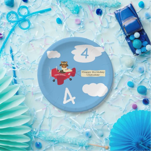 Niedlicher Teddybär Pilot Individuelle Name und Al Pappteller (Party)