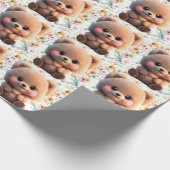 Niedlicher Teddybär Polka dots Boho botanisch Geschenkpapier (Ecke)