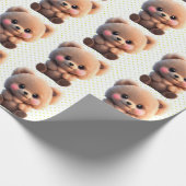 Niedlicher Teddybär Polka-Punkte Geschenkpapier (Ecke)