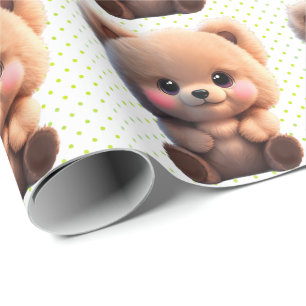 Niedlicher Teddybär Polka-Punkte Geschenkpapier