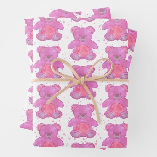 Niedlicher Teddybär Rosa Custom Geschenkpapier Set (Beispiel)
