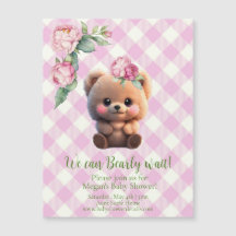 Niedlicher Teddybär Rosa Gingham Blütendusche