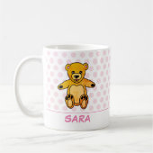 Niedlicher Teddybär rosa Punkte mit Name Kid Kaffeetasse (Links)
