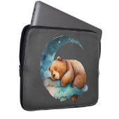 Niedlicher Teddybär Schlafen auf dem Crescent Mond Laptopschutzhülle (Vorne Rechts)