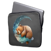 Niedlicher Teddybär Schlafen auf dem Crescent Mond Laptopschutzhülle (Vorderseite Links)