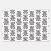 Niedlicher Teddybär Schwarz/Weiß Geschenkpapier Set (Vorderseite 3)