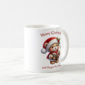 Niedlicher Teddybär singt Weihnachtslieder Kaffeetasse (VorderseiteRechts)
