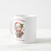 Niedlicher Teddybär singt Weihnachtslieder Kaffeetasse (Vorderseite Links)