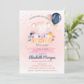 Niedlicher Teddybär, Stars präsentiert Babydusche Einladung (Stehend Vorderseite)