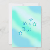 Niedlicher Teddybär, Sterne und Mond, blau und grü Einladung (Rückseite)