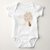 Niedlicher Teddybär und Balloons-Gold-Script Baby Strampler (Vorderseite)