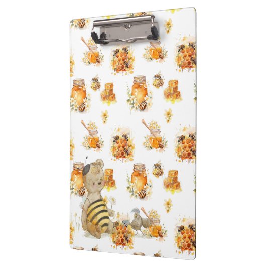 niedlicher Teddybär und Bienen Klemmbrett (Links)